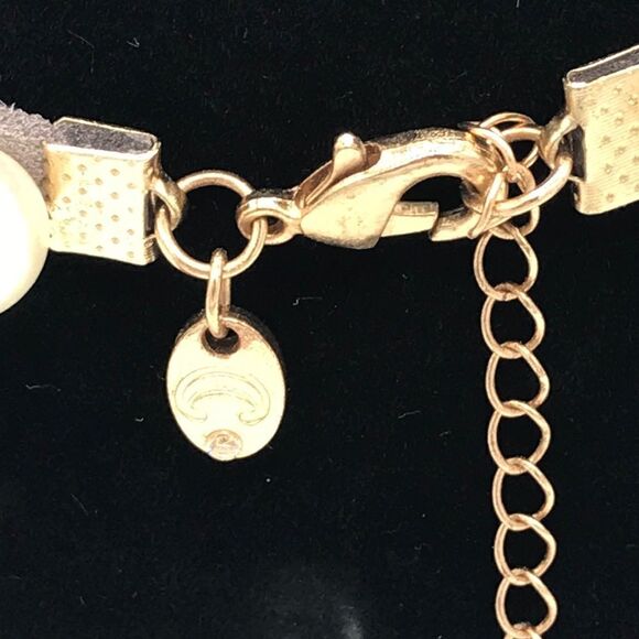 Charming Charlie |vegan leather/faux pearls choker - Picture 2 of 3